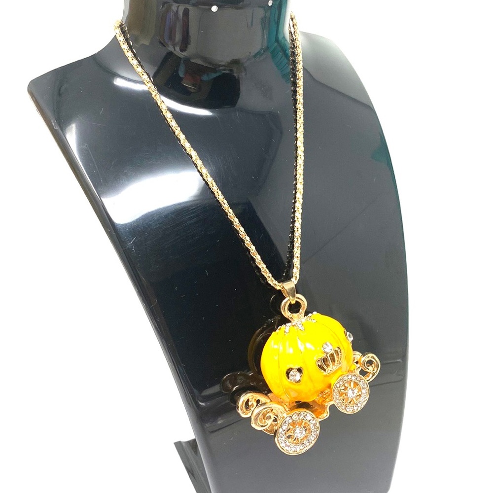 Authentic Betsey Johnson 3D Enamel Yellow Princess Carriage Pendant Neck… - Picture 3 of 9